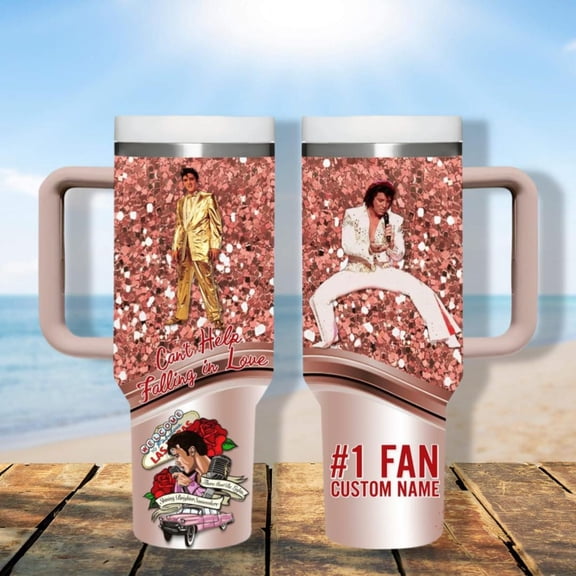 Elvis Presley 3D Print Tumbler, Elvis Presley Fan Tumbler, Personalized Tumbler With Handle, Rock Music Tumbler, Rock And Roll Tumbler