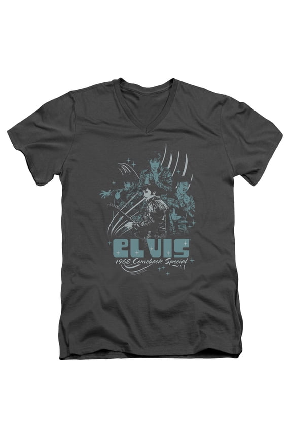 Elvis Presley - 68 Leather - Slim Fit V Neck Shirt - X-Large