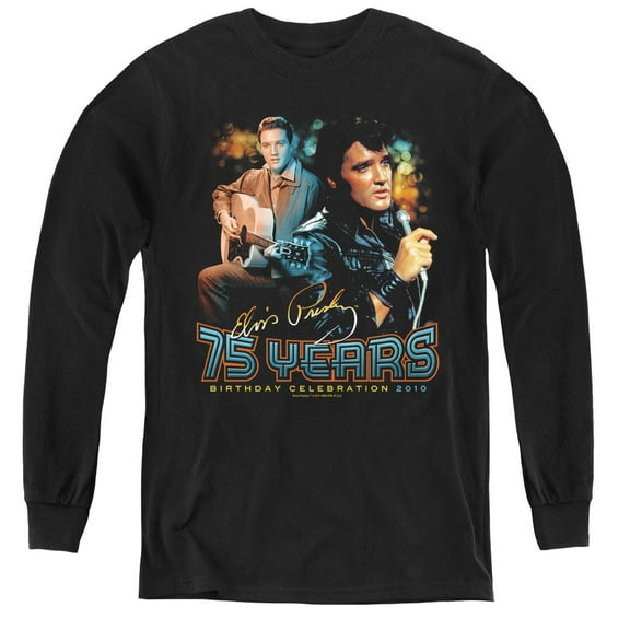 Elvis Presley 75 Years Youth Long Sleeve T-Shirt Black