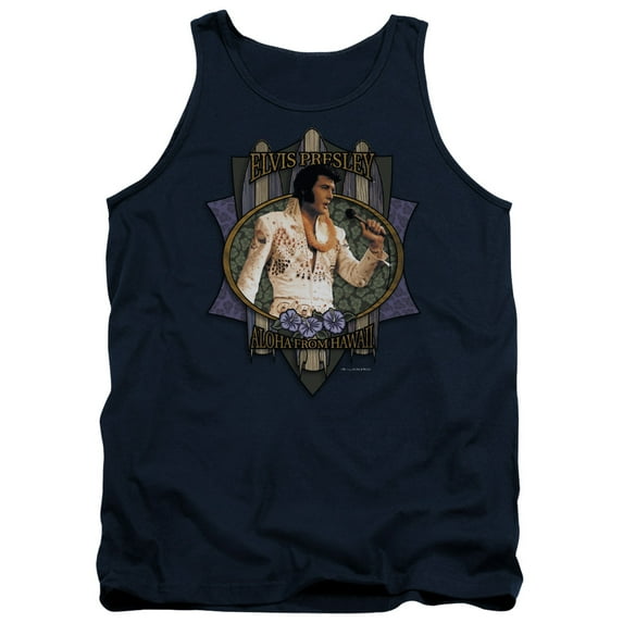 Elvis Presley Aloha From Hawaii Adult Tank Top Navy