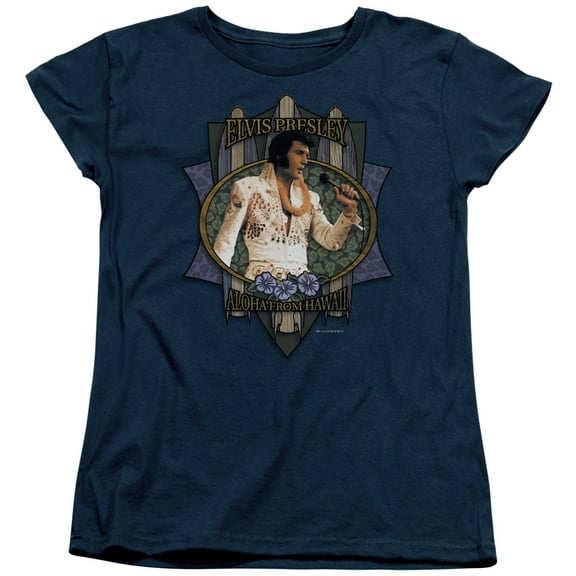 Elvis Presley Aloha From Hawaii Women's T-Shirt Navy