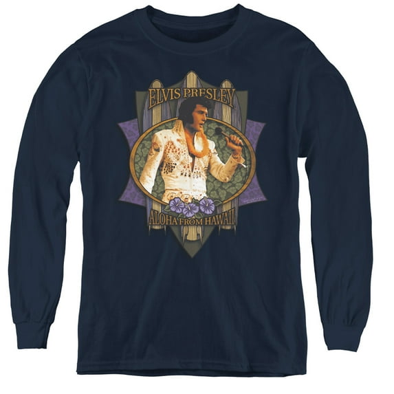 Elvis Presley Aloha From Hawaii Youth Long Sleeve T-Shirt Navy