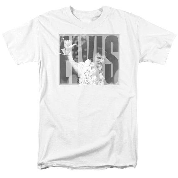 Elvis Presley Aloha Gray Adult 18/1 T-Shirt White