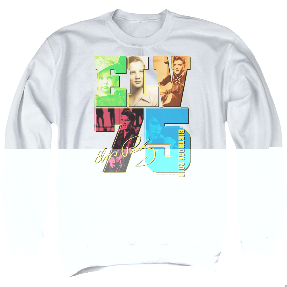 Elvis Presley Birthday 2010 Crewneck Sweatshirt White