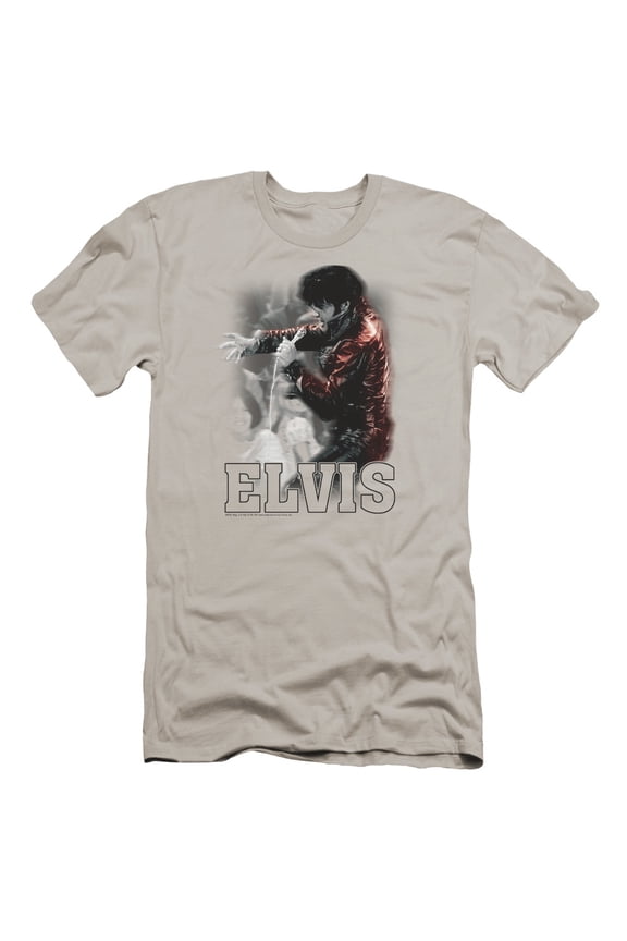 Elvis Presley Black Leather Premuim Canvas Slim Fit T-Shirt Silver