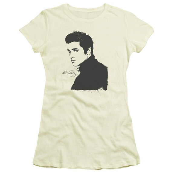 Elvis Presley Black Paint Junior Women's Sheer T-Shirt Cream