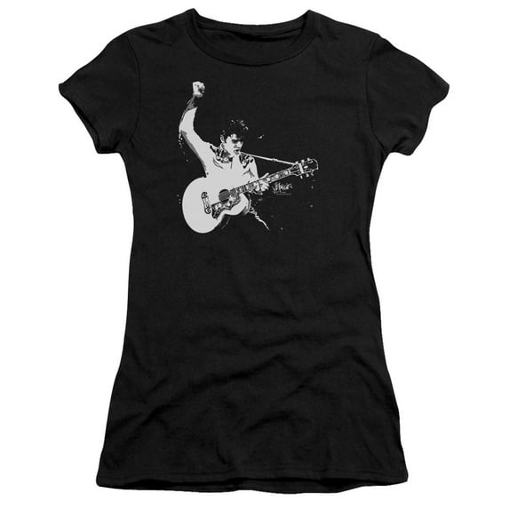 Elvis Presley Black White Guitarman Premium Junior Women's Sheer T-Shirt Black