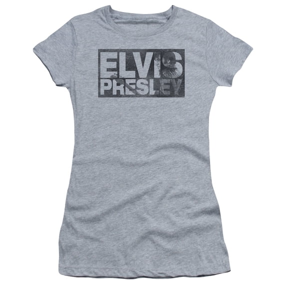Trevco Elvis Presley & Block Letters Short Sleeve Junior Sheer T-Shirt, Athletic Heather - 2X