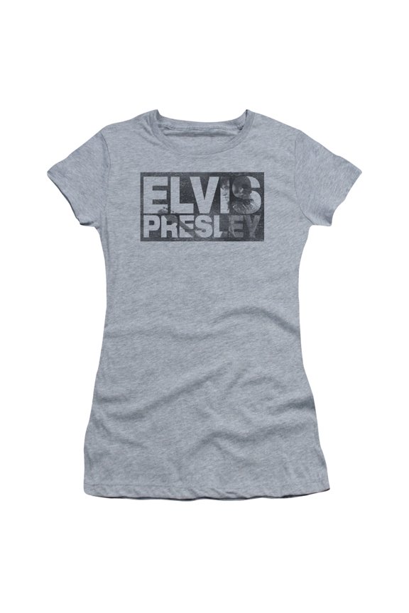 Elvis Presley & Block Letters Short Sleeve Junior Sheer T-Shirt, Athletic Heather - 2X