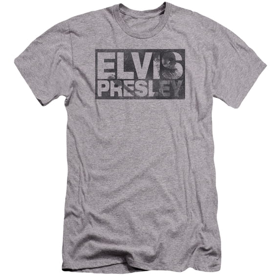 Elvis Presley Block Letters Premium Canvas Adult Slim Fit T-Shirt Athletic Heather