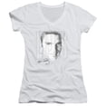 thumbnail image 1 of Elvis Presley Blue Eyes Junior Women's V-Neck T-Shirt White, 1 of 2