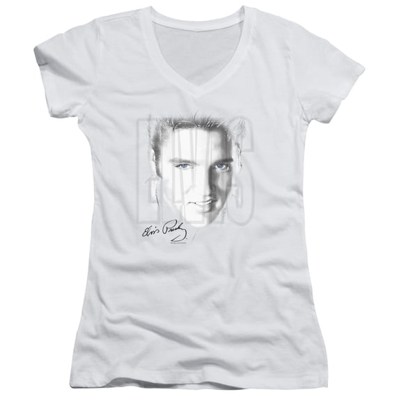 Elvis Presley - Blue Eyes - Juniors Cap Sleeve V-Neck Shirt - Small