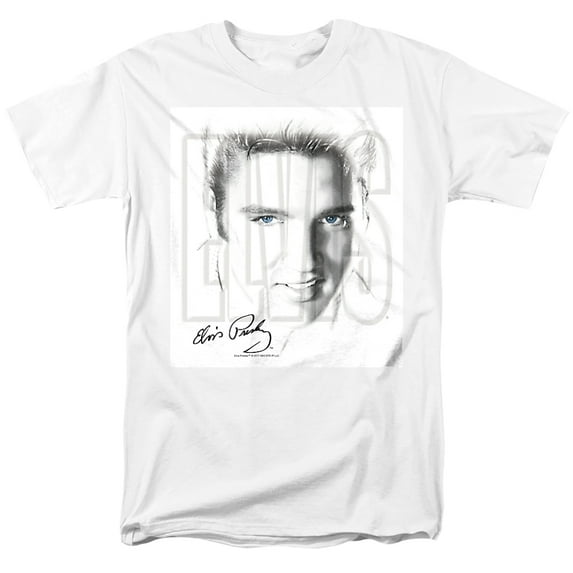 Elvis Presley Blue Eyes Unisex Adult T Shirt (X-Large) White