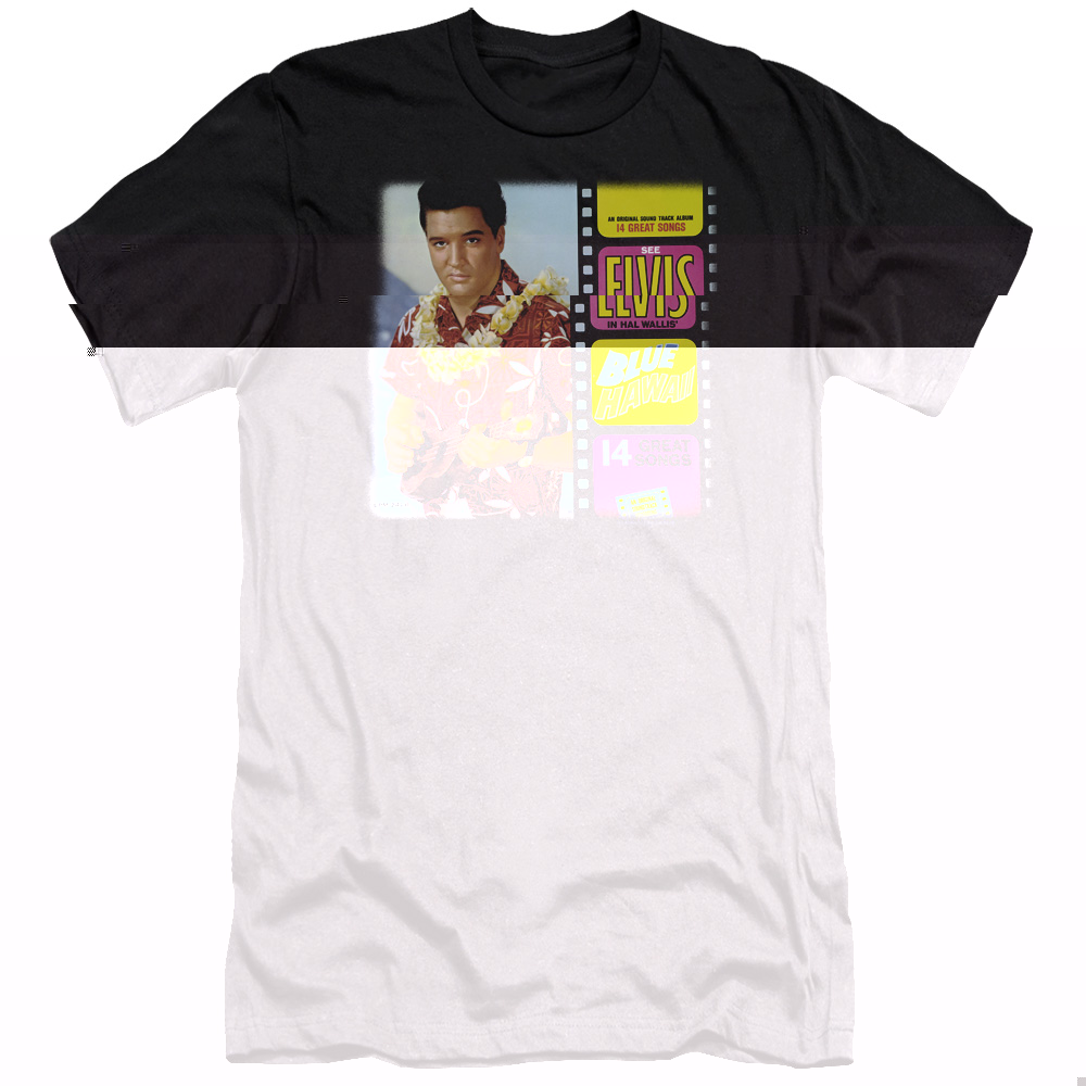 Elvis Presley Blue Hawaii Album Premuim Canvas Slim Fit T-Shirt Black