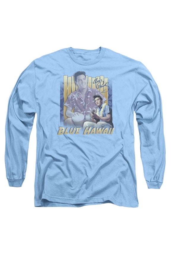 Elvis Presley Blue Hawaii Long Sleeve Adult 18/1 T-Shirt Carolina Blue