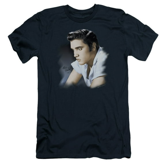 Elvis Presley Blue Profile Adult 30/1 T-Shirt Navy
