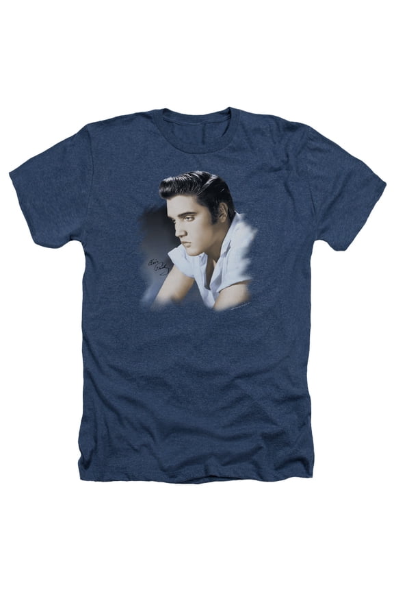 Elvis Presley - Blue Profile - Heather Short Sleeve Shirt - Medium
