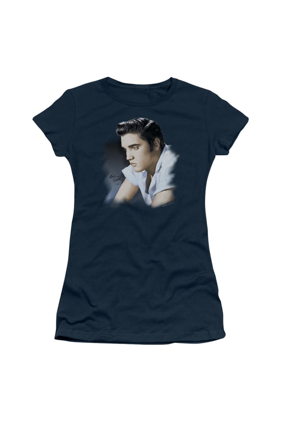 Elvis Presley - Blue Profile - Juniors Teen Girls Cap Sleeve Shirt - Medium