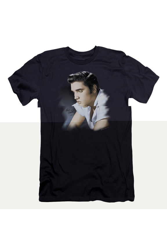 Elvis Presley Blue Profile Premium Slim Fit 30/1 T-Shirt Navy
