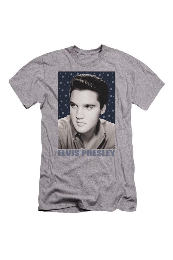 Elvis Presley Blue Sparkle Premium Slim Fit 30/1 T-Shirt Athletic Heather