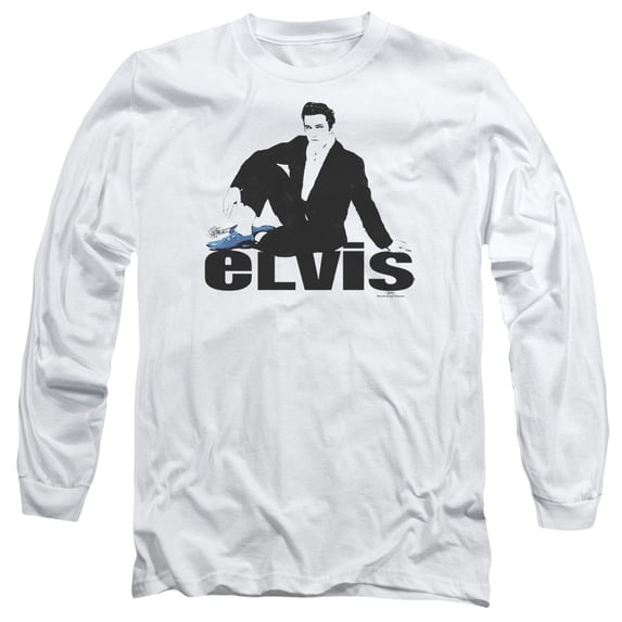 Elvis Presley Blue Suede Long Sleeve T-Shirt White