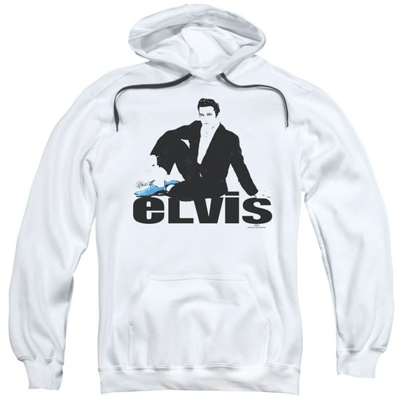 Elvis Presley Blue Suede Pullover Hoodie Sweatshirt White