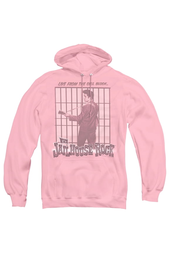 Elvis Presley Cell Block Rock Adult Pullover Hoodie Sweatshirt Pink