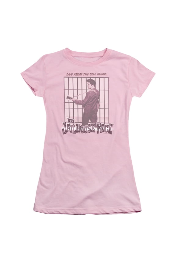 - Cell Block Rock - Juniors Teen Girls Cap Sleeve Shirt - X-Large