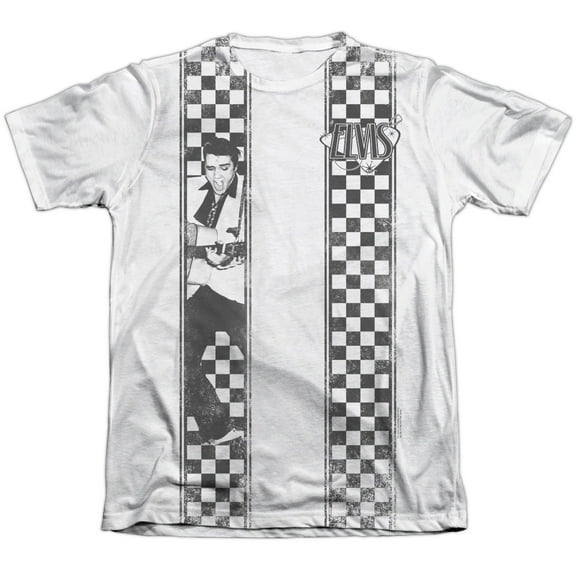Elvis Presley Checkered Bowling Shirt Officially Licensed Faded Sublimation Adult T Shirt