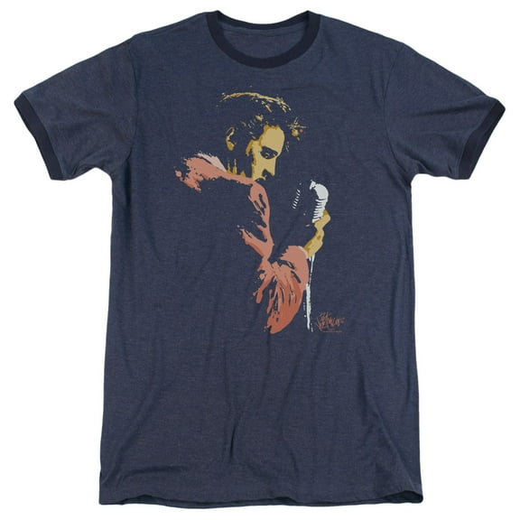 Elvis Presley Early Elvis Heather Ringer T-Shirt Navy