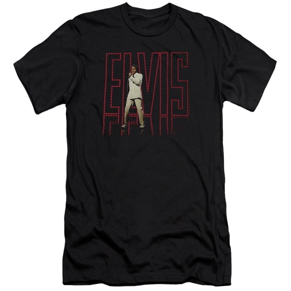 Elvis Presley Elvis 68 Album Premium Canvas Adult Slim Fit 30/1 T-Shirt Black
