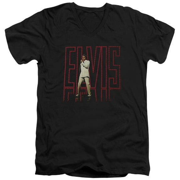 Elvis Presley - Elvis 68 Album - Slim Fit V Neck Shirt - Large