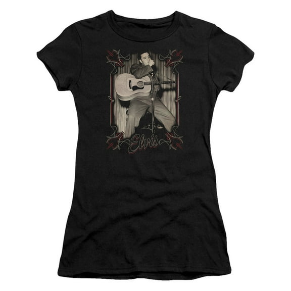 Elvis Presley Elvis Pinstripes Junior Women's Sheer T-Shirt Black