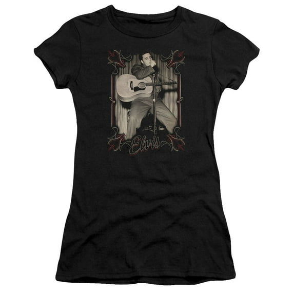 Elvis Presley Elvis Pinstripes Premium Junior Women's Sheer T-Shirt Black