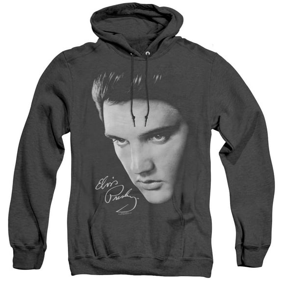 Elvis Presley Face Adult Heather Hoodie Sweatshirt Black