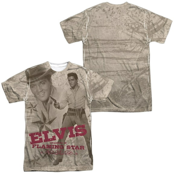 Elvis Presley Flaming Star Unisex Adult Sublimated Costume T Shirt (Front/Back), 3X-Large Multicolor