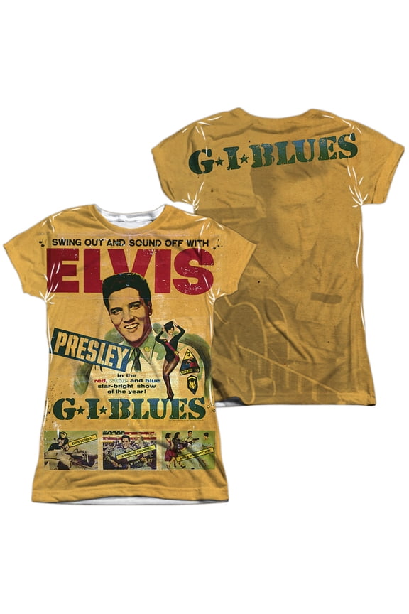 Elvis Presley GI Blues (Front/Back Print) Junior Women's Sublimated Crew T-Shirt White