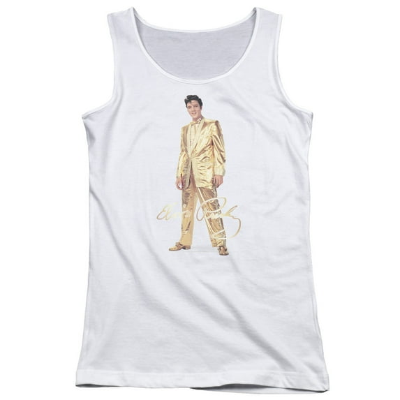 Elvis Presley Gold Lame Suit Junior Women's Tank Top T-Shirt White
