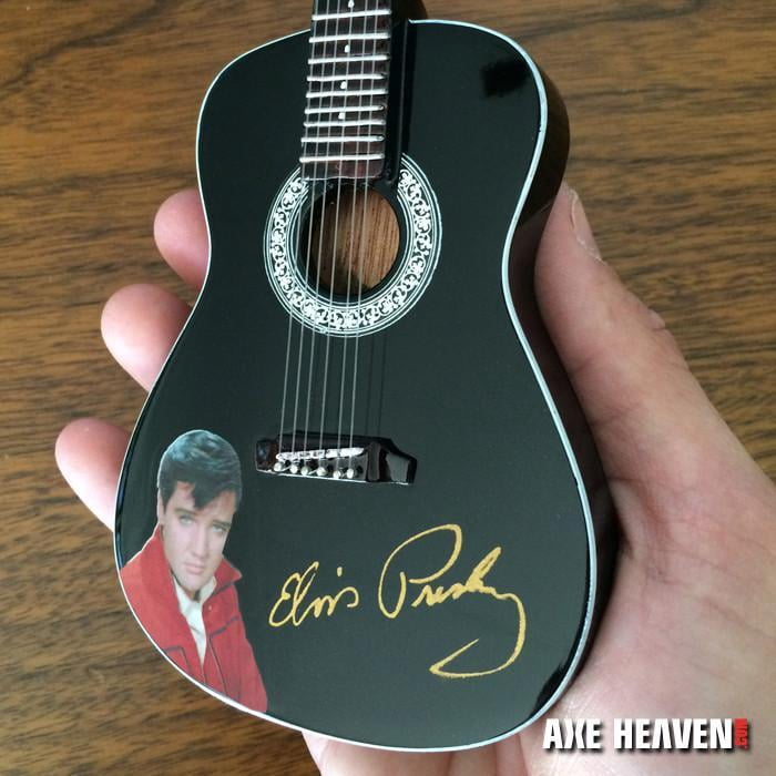 Elvis Presley Gold Signature Black Acoustic 10 Inch Miniature Guitar Replica
