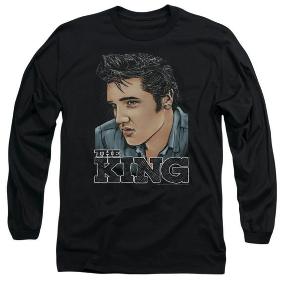 Elvis Presley Graphic King Adult Long Sleeve T-Shirt Black