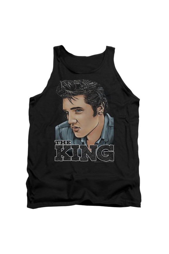 Elvis Presley Graphic King Adult Tank Top T-Shirt Black
