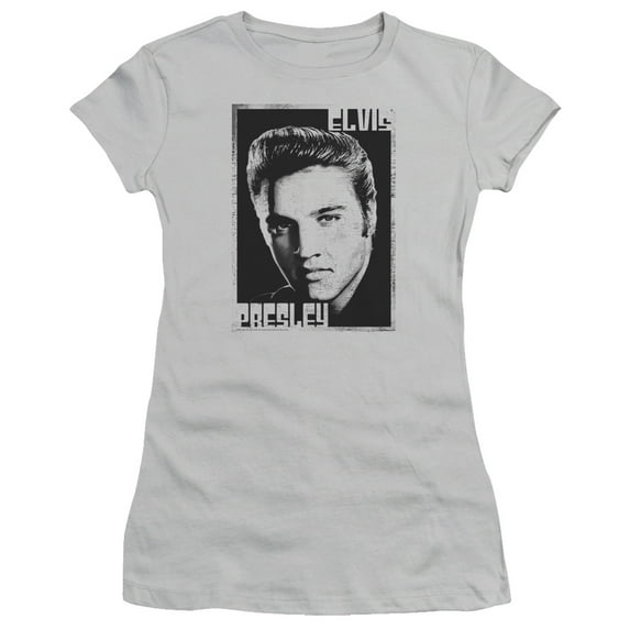Elvis Presley Graphic Portrait S/S Junior Women's T-Shirt Sheer Silver