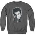 thumbnail image 1 of Elvis Presley Grey Portrait Adult Crewneck Sweatshirt Charcoal, 1 of 2