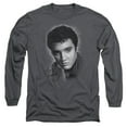 thumbnail image 1 of Elvis Presley Grey Portrait Adult Long Sleeve T-Shirt Charcoal, 1 of 2