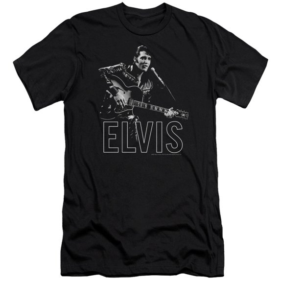 Elvis Presley Guitar In Hand Adult 30/1 T-Shirt Black