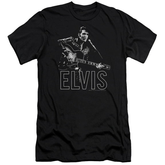 Elvis Presley Guitar In Hand Adult 30/1 T-Shirt Black