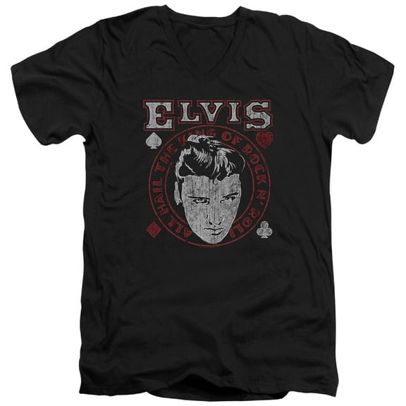 Elvis Presley Hail The King Adult V-Neck T-Shirt Black