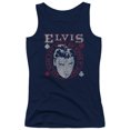 thumbnail image 1 of Elvis Presley Hail The King Junior Women's Tank Top T-Shirt Navy, 1 of 2