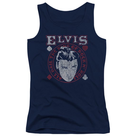 Elvis Presley Hail The King Junior Women's Tank Top T-Shirt Navy