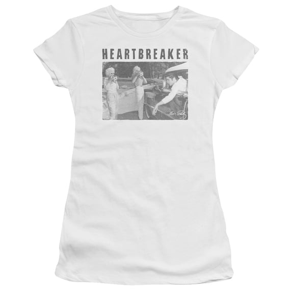 Elvis Presley Heartbreaker Junior Women's Sheer T-Shirt White